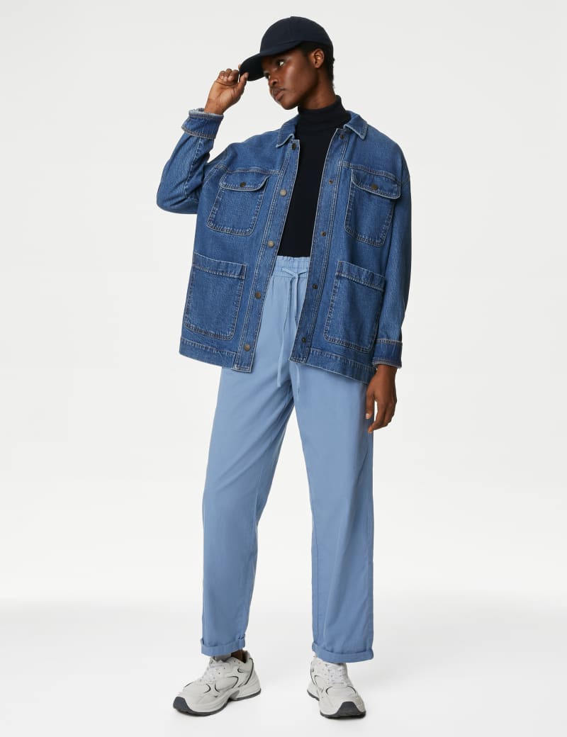 Pure Cotton Straight Leg Ankle Grazer Trousers Retail International Group