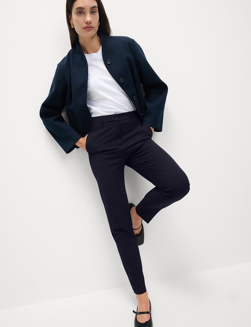 Slim Fit Ankle Grazer Trousers with Stretch – Retail International