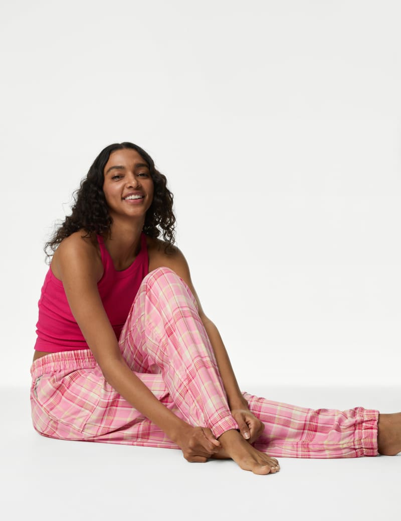 Cuffed check pyjama bottoms sale