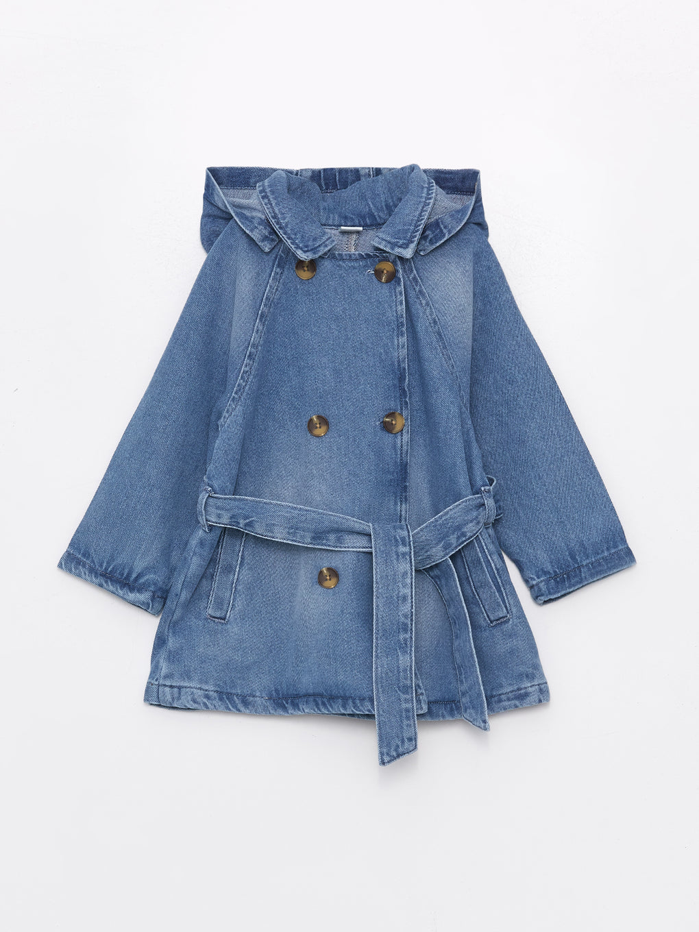 Hooded Long Sleeve Jean Baby Girl Trench Coat – Retail